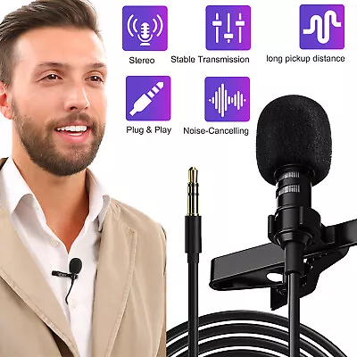 3.5mm Jack Clip-on Lapel Lavalier Microphone Condenser Mic For IPhone Android PC • $11.99