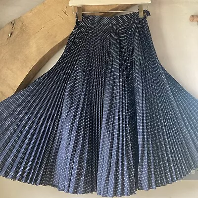 True Vintage 1950s Skirt Fuller Than Circle Sunray Pleat Polka Dot Sz S • £44