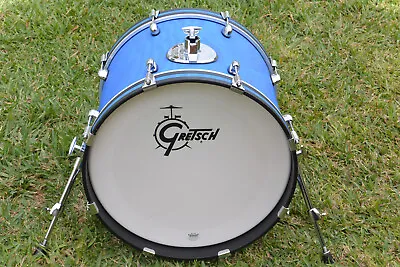 GRETSCH 18  BLUE SATIN FLAME CATALINA CLUB BASS DRUM For YOUR DRUM SET! I482 • $359.96