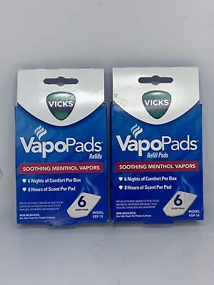 Lot Of 2 / Vicks VapoPads Refill Pads VSP-19 Menthol Vapor 6ct Box • $15.99