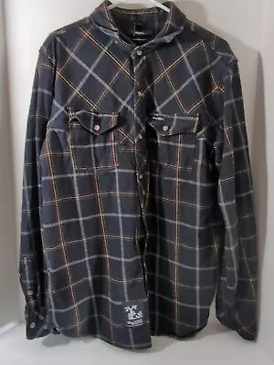 Plaid Black Men's Flannel Long Sleeve Shirt Size Large Button Down  LRG • $20