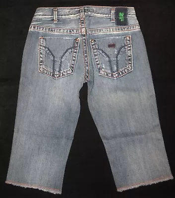 Miss Sixty Italian Crop Capri Jeans Sz 25  Straight Leg Distressed 100% Cotton • $17.95