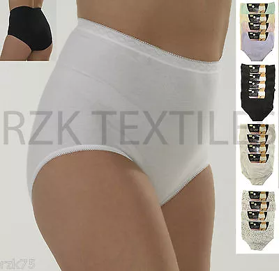 6 Pack Ladies Briefs Maxi 100% Cotton Full Comfort Fit Underwear Size 10-24 • £8.95