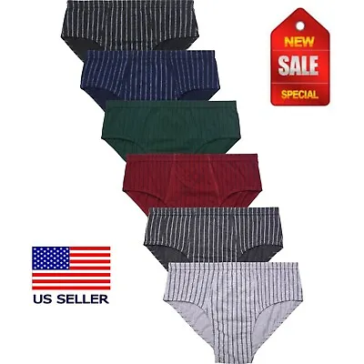 Men's ULTRA Cotton Knocker Bikini Brief Underwear Assorted Color (6 Pack) Stripe • $16.95