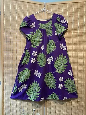 HILO HATTIE Hawaiian Original Muumuu Dress MEDIUM Knee Length TULIP SLEEVE EUC • $36.88