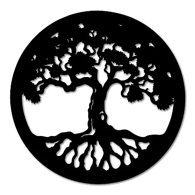 Tree Of Life Wall Art Black Metal Silhouette Round Magical Garden Ornament Gift • £21.99