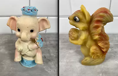 RARE Vintage Rubber Squeak Elephant Squirrel Tinkle Toy Aubin Ent Made In USA • $24.88