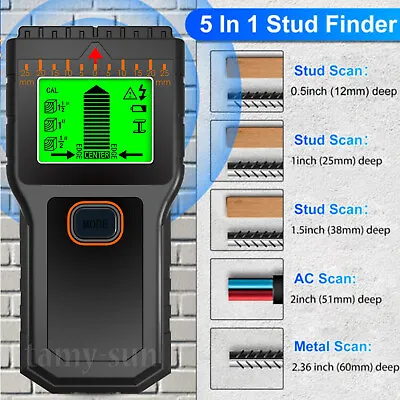 5 In 1 Electric Detector Wall Wood Metal Sensor Wire Stud Finder Cable Scanner  • £13.23