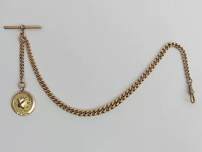 Antique 9ct Rose Gold Pocket Watch Albert Chain & Fob Chester 1919 - 40 Grams • £1135