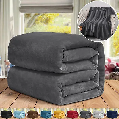 £10.99 • Buy Extra Thick Blanket Super Soft Faux Fur Fleece Sofa Bed Throw Warm Cozy Blankets