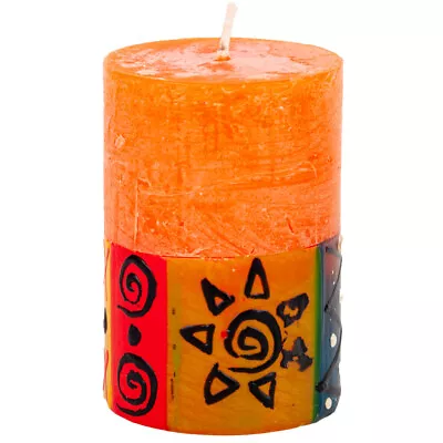 Kapula Fair Trade  Hand Painted Candles - Frosted Multi-coloured Ethnic Design • £6.95