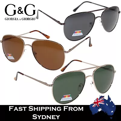 Mens Aviator Sunglasses Polarized Wider Frame Spring Loaded Black Brown Green • $29.99