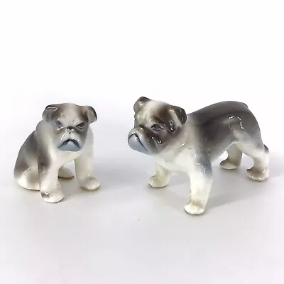 Vintage Miniature English Bull Dog Figurines Set Of 2 Porcelain Vintage • $19.99