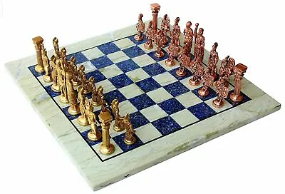 15  X 15  Collectible Chess Game Board Set Marble Lapis Lazuli Roman Brass Piece • $966.08
