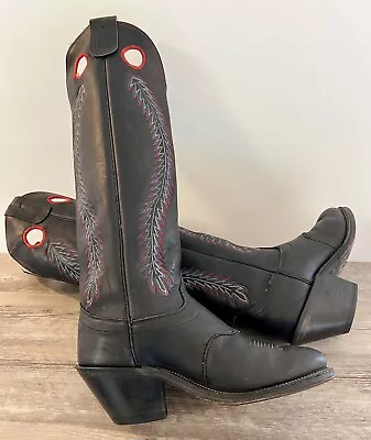 Men’s OLATHE 18” Tall 8.5 D Black Buckaroo Riding Cowboy Boots 6961 USA 🇺🇸 • $234