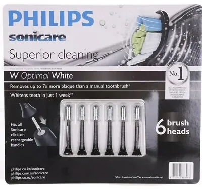 $69.50 • Buy Philips Sonicare W Optimal White Electric Toothbrush Heads Black 6 Pack RAM