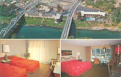 Grants Pass Oregon Riverside Motel 6th St Int & Ext Views MCM Furniture Postcard • $5