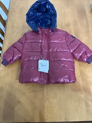 Mayoral Puffer Winter Lined Ski Jacket Coat Infant Maroon/navy Hooded 6 M NWT • $12