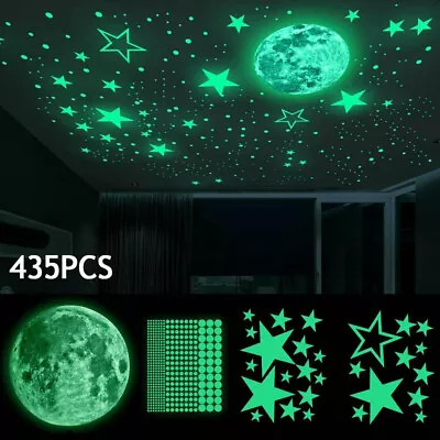 435Pcs Glow In The Dark Luminous Stars Moon Planet Space Kid Wall Stickers Decal • $10.99