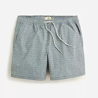 J. Crew 6  Men's Stretch Swim Trunk Trunks Dot World  Navy Blue  L Jcrew • $33.99