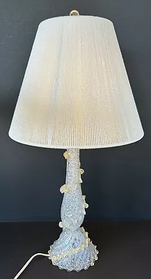 Barovier & Toso Murano Glass Lamp Hand Blown White Gold Ruffles Mid Century • $260