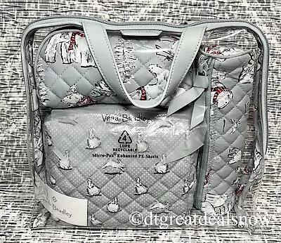 NWT VERA BRADLEY 4 Pc. Cosmetic Case Set IN Beary Merry Gray • $34.97