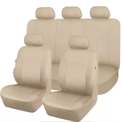 Universal Car Seat Covers Set Rear Split 40/60 50/50 Fit Airbag Beige Elegant • $39.99
