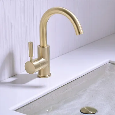 £46.42 • Buy Bathroom Brass Basin Mixer Taps Swivel Spout Sink Faucet Black/Brushed Gold UK