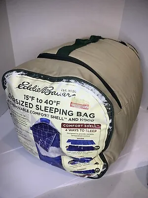 Eddie Bauer Oversized Sleeping Bag 15F To 40F 36  By 90  W/ Removable Shell • $59.99