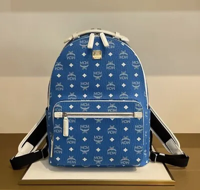 Authentic MCM Unsex BACKPACK MEDIUM Size Blue $1290+ Tax • $711.55