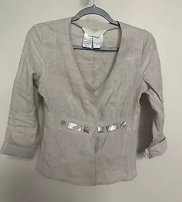 Max Mara  Beige 100% Linen Blazer I Summer Jacket  Size 4 • $49