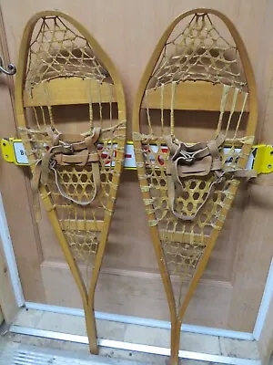 Vintage Wooden Snowshoes Size   41 `` Long By  12` Wide  Nice  Mfg Faber  (3709 • $64.99