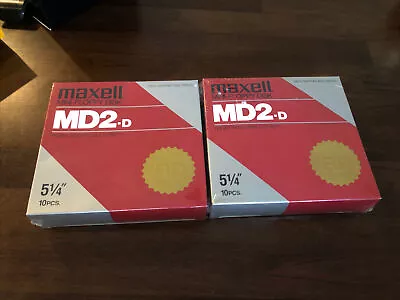 (2) Maxell MD2-D Mini-Floppy Disk 5 1/4  10 Pc. Packs NEW SEALED • $35