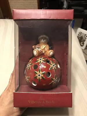 Villeroy Boch Christmas Teddy Bear With Gingerbread Tea Light Holder Rare! • $39