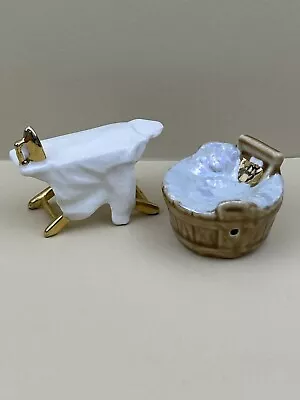 Vintage Arcadia MCM Miniature Ironing Board Wash Tub Salt And Pepper Shakers • $15.99