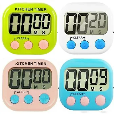 LCD Digital Kitchen Egg Cooking Timer Count Down Alarm Clock Stopwatch Magnetic • £3.99