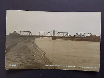 MATAMOROS ~ BROWNSVILLE TX *  OLD INTERNATIONAL  BRIDGE  * UNPOSTED 1940s RPPC  • $11.95