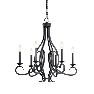 Kichler 52240BK - Ania 6 Light Black Traditional Chandelier • $159.29