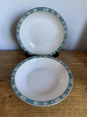 £29.99 • Buy Denby Azure Coast Wide Rimmed Soup Pasta Bowls X2 More Available