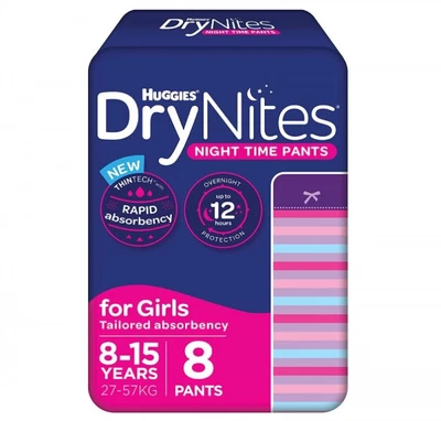 $71.51 • Buy Presale Huggies Drynites Pyjama Pants Girls (8-15Yrs) - 27-57Kg Carton(3X8pk)
