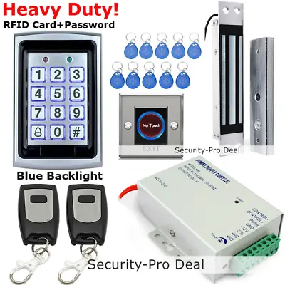 Metal 125KHz RFID Card+Password Door Access Control Kit +Magnetic Lock+2 Remotes • £99.54