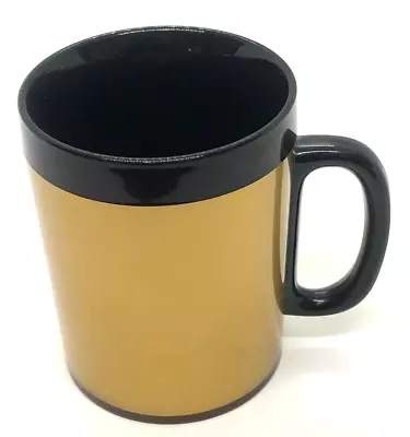 Vintage Thermo Serv Coffee Cup West Bend Mid Century Black & Gold MCM Mug • $10.99