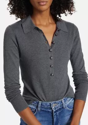 L'Agence Sterling Collared Sweater In Gray Women's Size M NWOT • $59.99