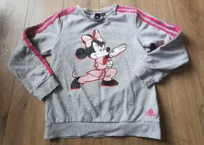 Girls Adidas Disney Minnie Mouse Jumper Aged 9 - 10  Years Grey Pink  • £5