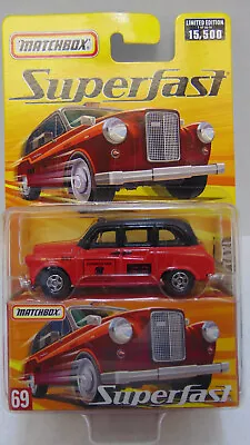 Matchbox Superfast #69 London Taxi In Red & Black WHEEL VARIATION  MOC • $16.95