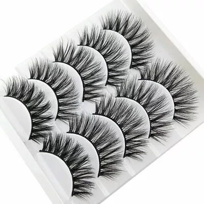 3D 5 Pair Mink False Eyelashes Wispy Cross Long Thick Soft Fake Eyelashes • £3.45