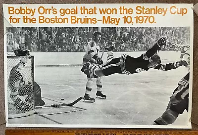 Rare Vintage 1970 Poster Bobby Orr Flying Goal Stanley Cup Boston Bruins 38 X 25 • $329.99