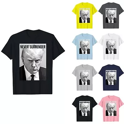 $21.56 • Buy Donald Trump Mug Shot B&W – Never Surrender T-Shirt – 2024 Ultra MAGA S-5XL