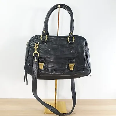 VINTAGE Coach Bag Women Leather Shoulder Hobo Purse Black Handbag Poppy Pushlock • $88.88