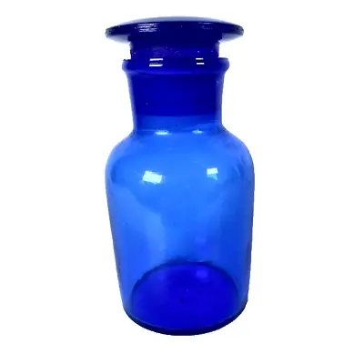 *VTG* Cobalt Blue Apothecary Jar W/Ground Glass Stopper 4.25  • $19.99